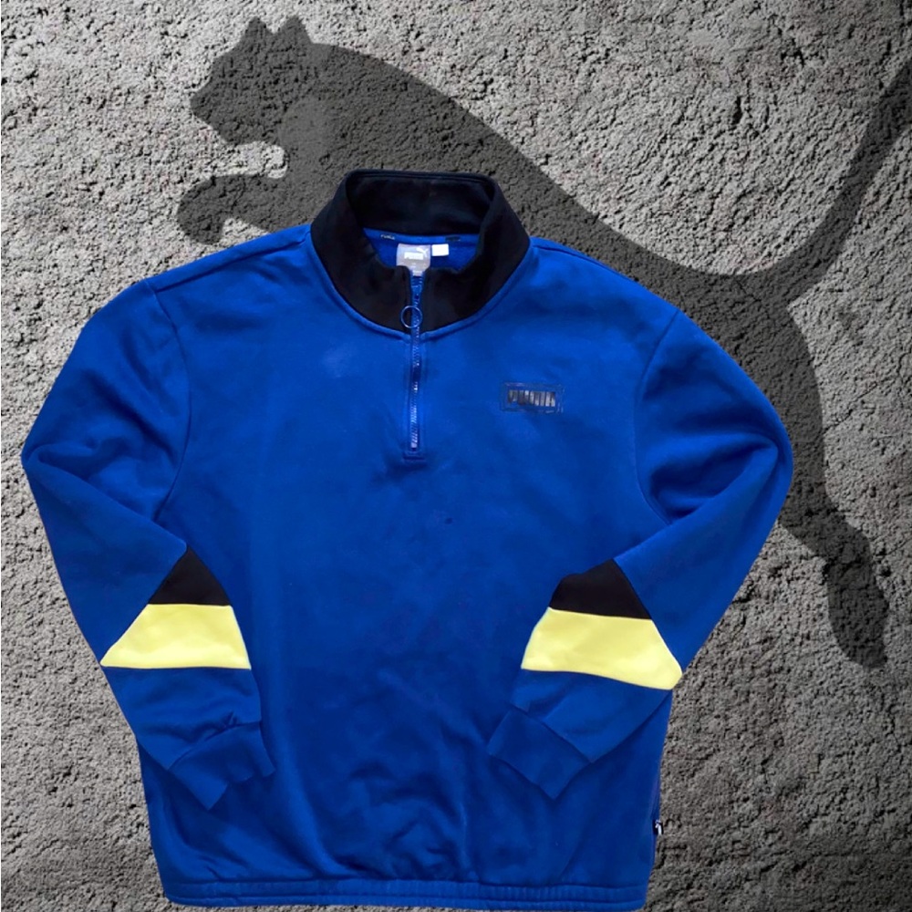 Men’s PUMA Rebel Half Zip Sweatshirt | XXLT | Elektro Blue/Black | Barely Worn